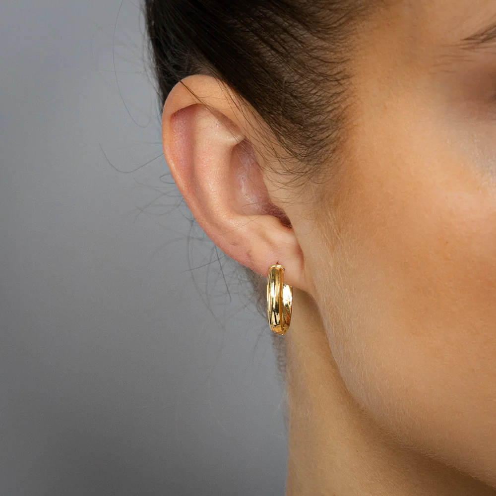9ct Yellow Gold Fancy Patterned Hoop Earrings - Image 2