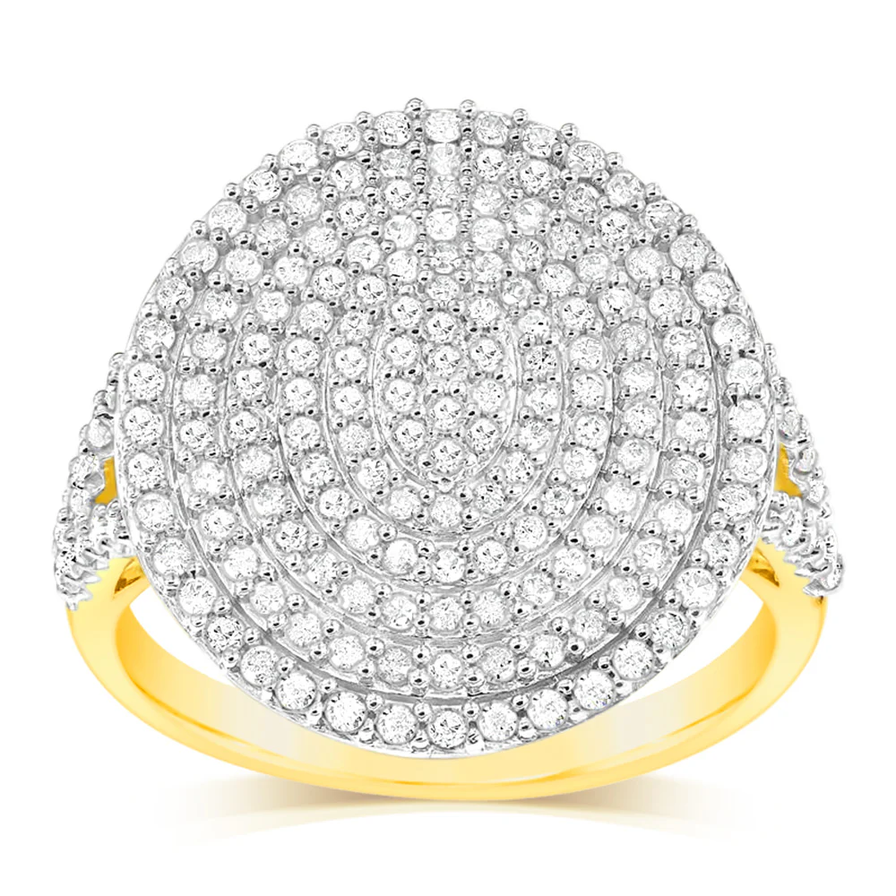 9ct Yellow Gold Fancy Ring in 1.25 Carat Natural Diamonds