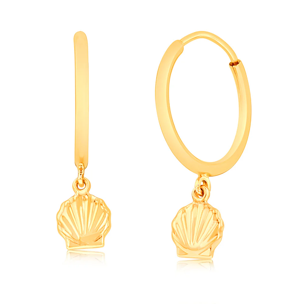 9ct Yellow Gold Fancy Shell Earrings