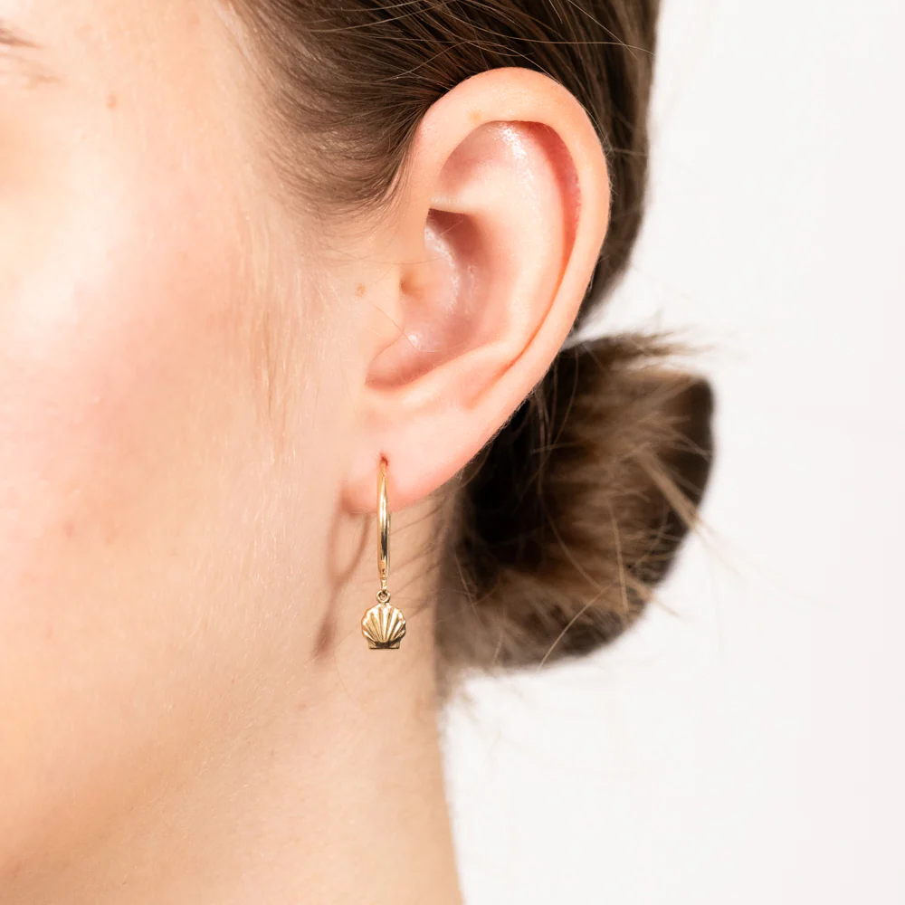 9ct Yellow Gold Fancy Shell Earrings - Image 2