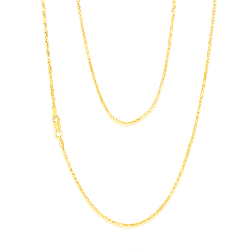 9ct Yellow Gold Fancy Wheat 45cm Chain