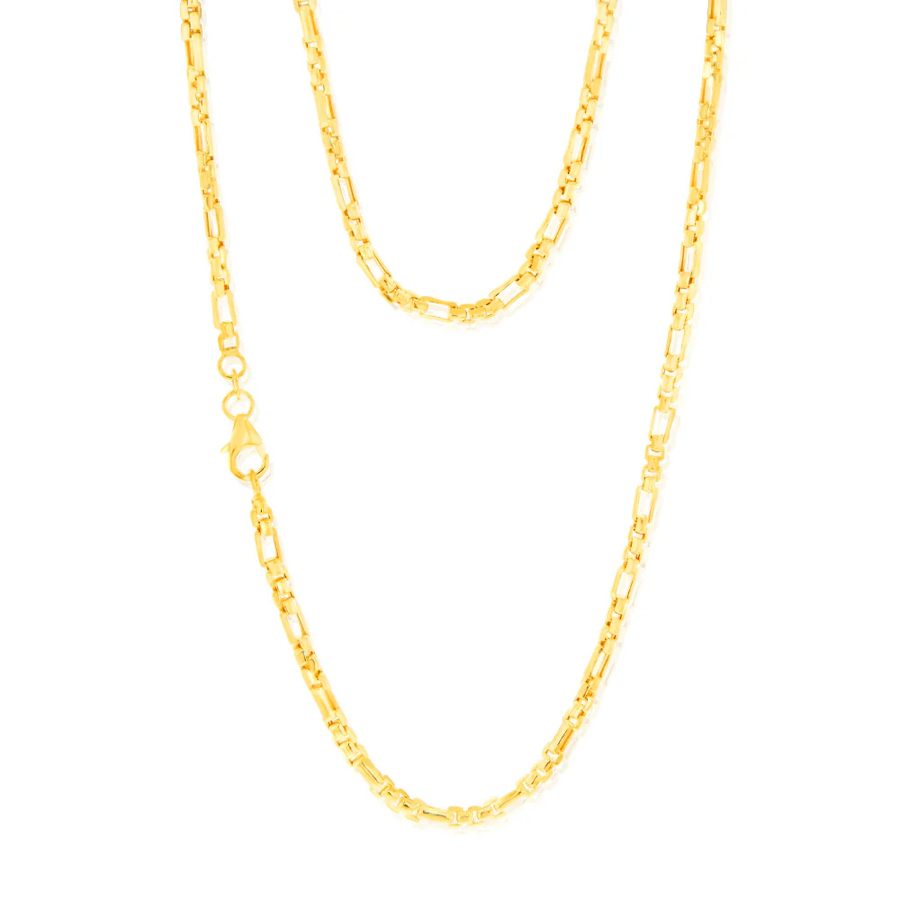 9ct Yellow Gold Figaro Round Box 45cm Chain
