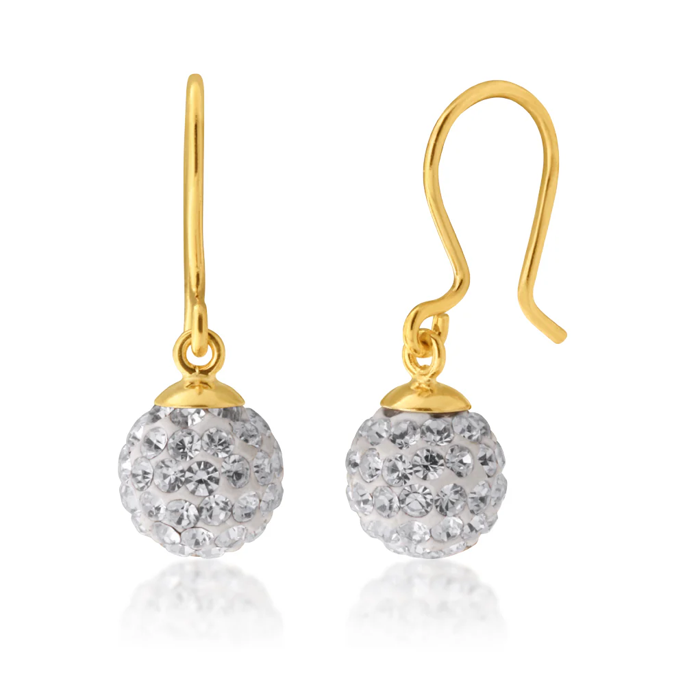 9ct Yellow Gold Filigree 8mm Ball Drop Earrings