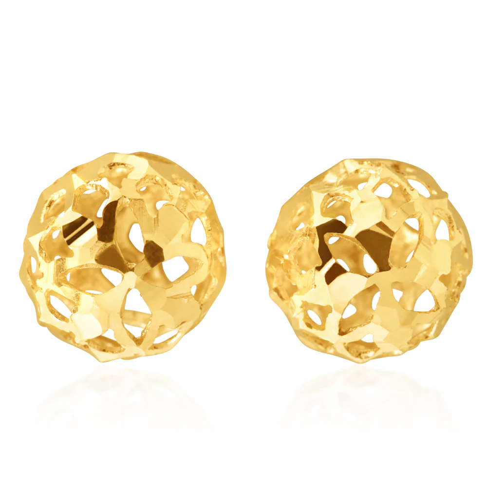 9ct Yellow Gold Filigree Ball Stud Earrings