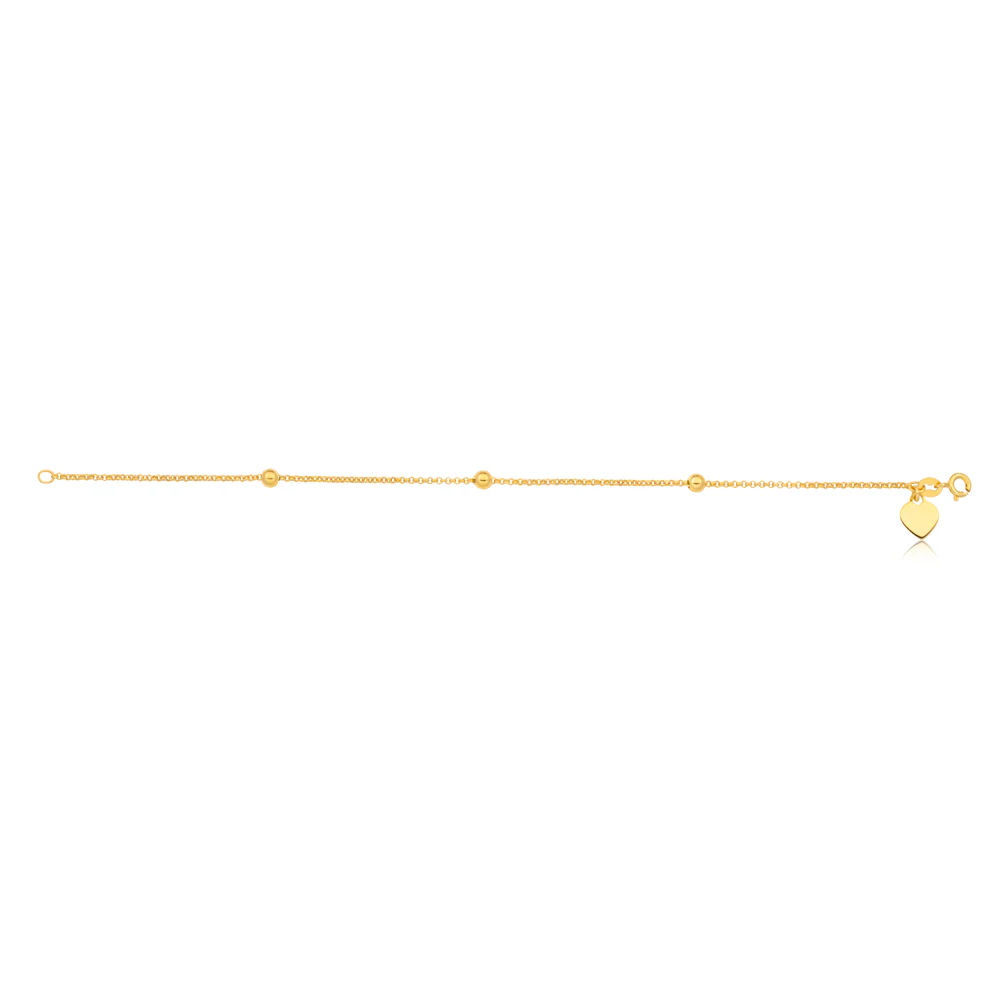 9ct Yellow Gold Filled 19cm Belcher Heart Charm Bracelet - Image 2