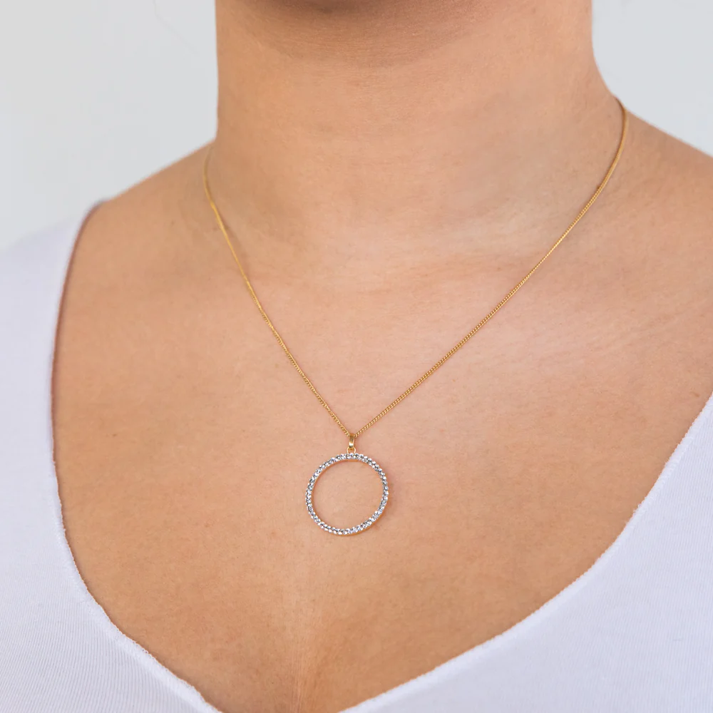 9ct Yellow Gold Filled 20mm Round Crystal Pendant - Image 2