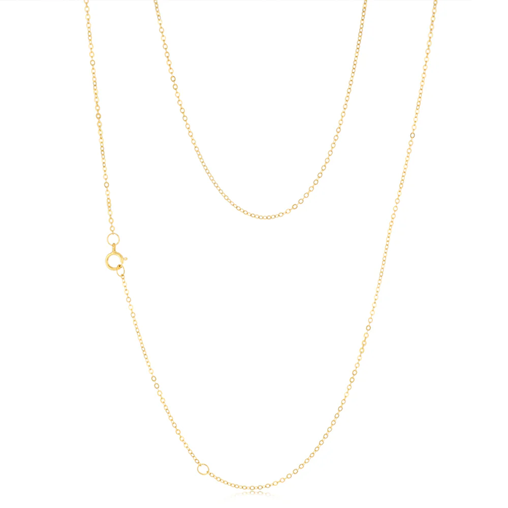 9ct Yellow Gold Fine 40+5cm Chain
