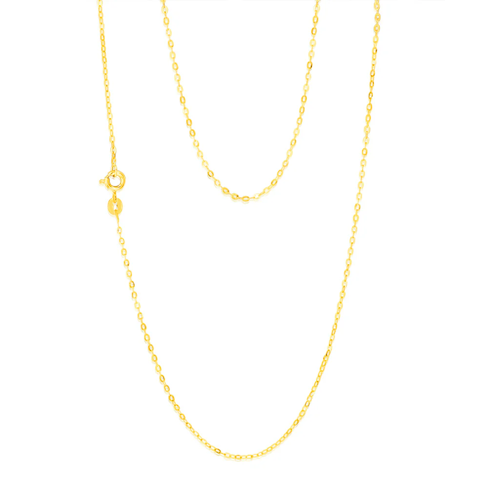 9ct Yellow Gold Fine Trace 35 Gauge 50cm Chain