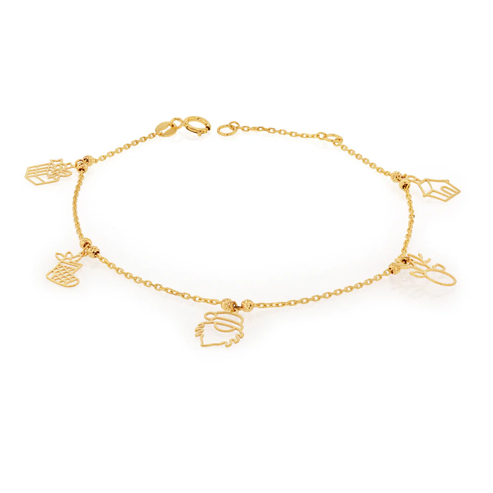 9ct Yellow Gold Five Christmas Charm Bracelet - Image 2