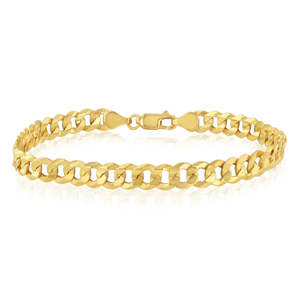 9ct Yellow Gold Flat Curb 160 Gauge 21cm Bracelet
