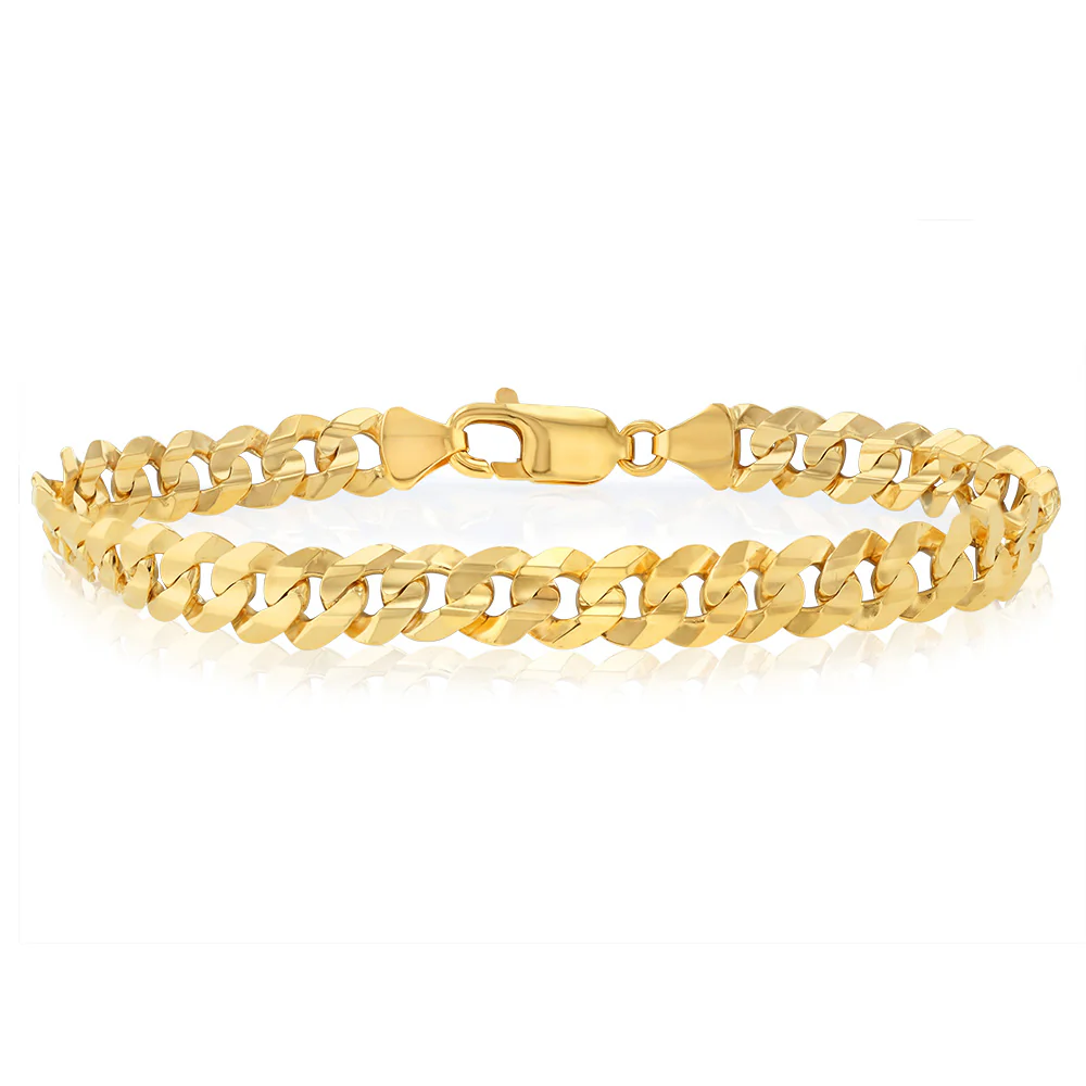 9ct Yellow Gold Flat Wire Concave 170 Gauge 21cm Bracelet
