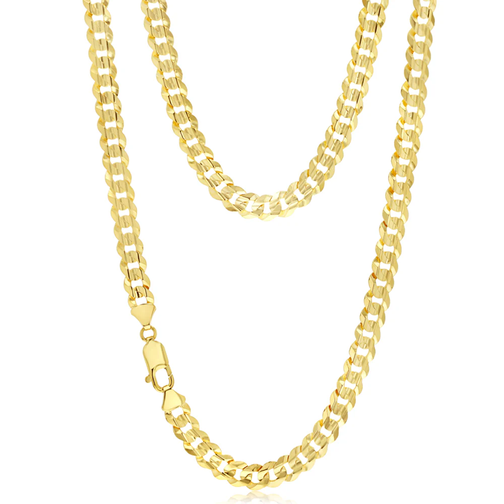 9ct Yellow Gold Flat Wire Concave 170 Gauge 60cm Chain
