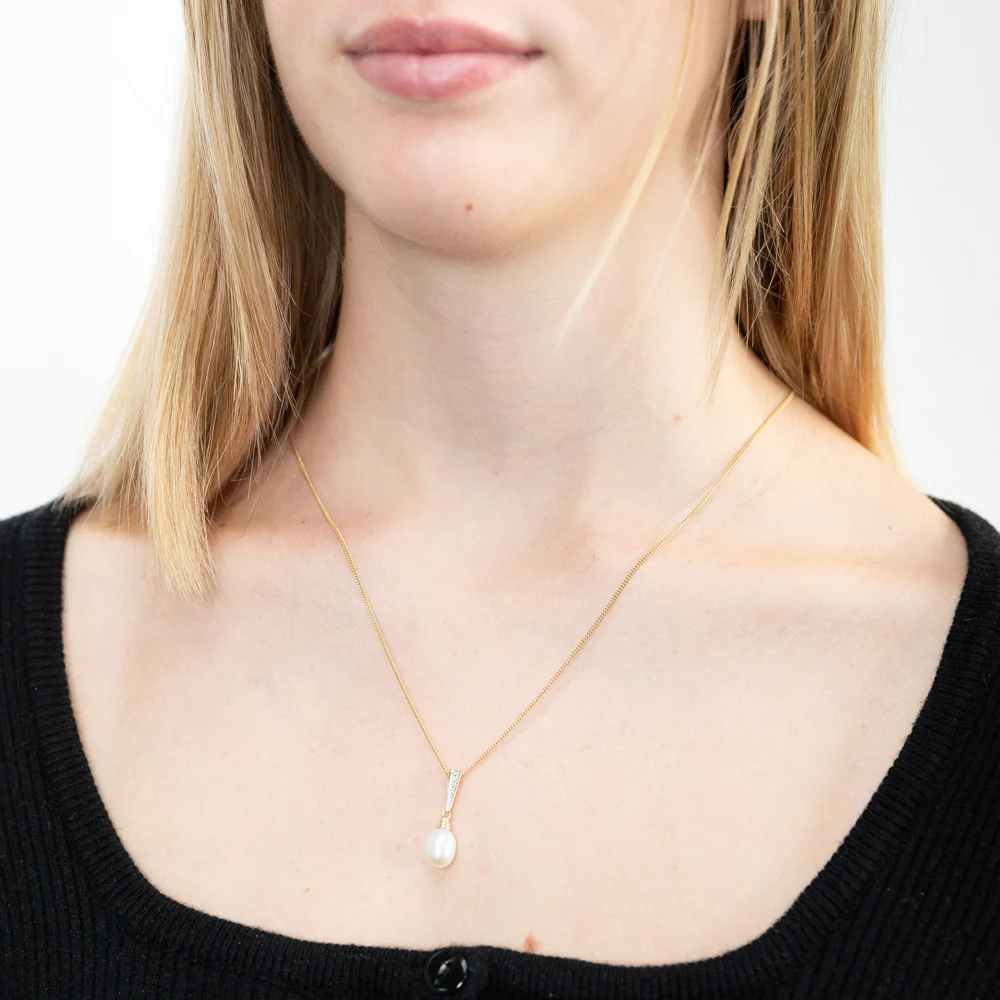 9ct Yellow Gold Freshwater White Pearl Pendant - Image 2