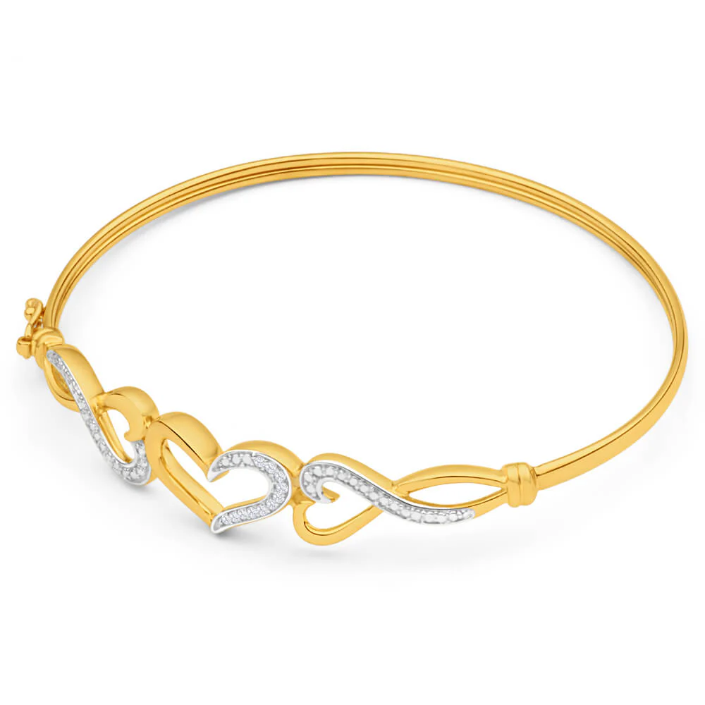 9ct Yellow Gold Gorgeous Diamond Bangle - Image 2