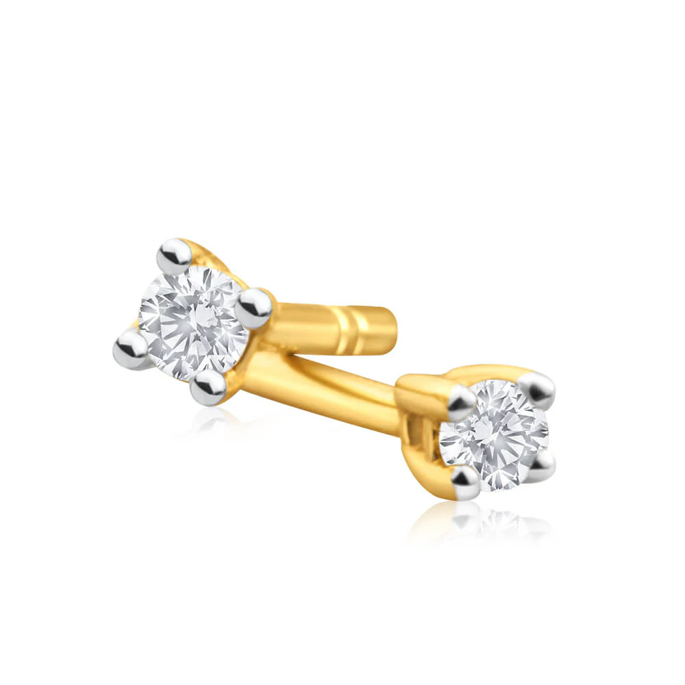 9ct Yellow Gold Gorgeous Diamond Stud Earrings - Image 2