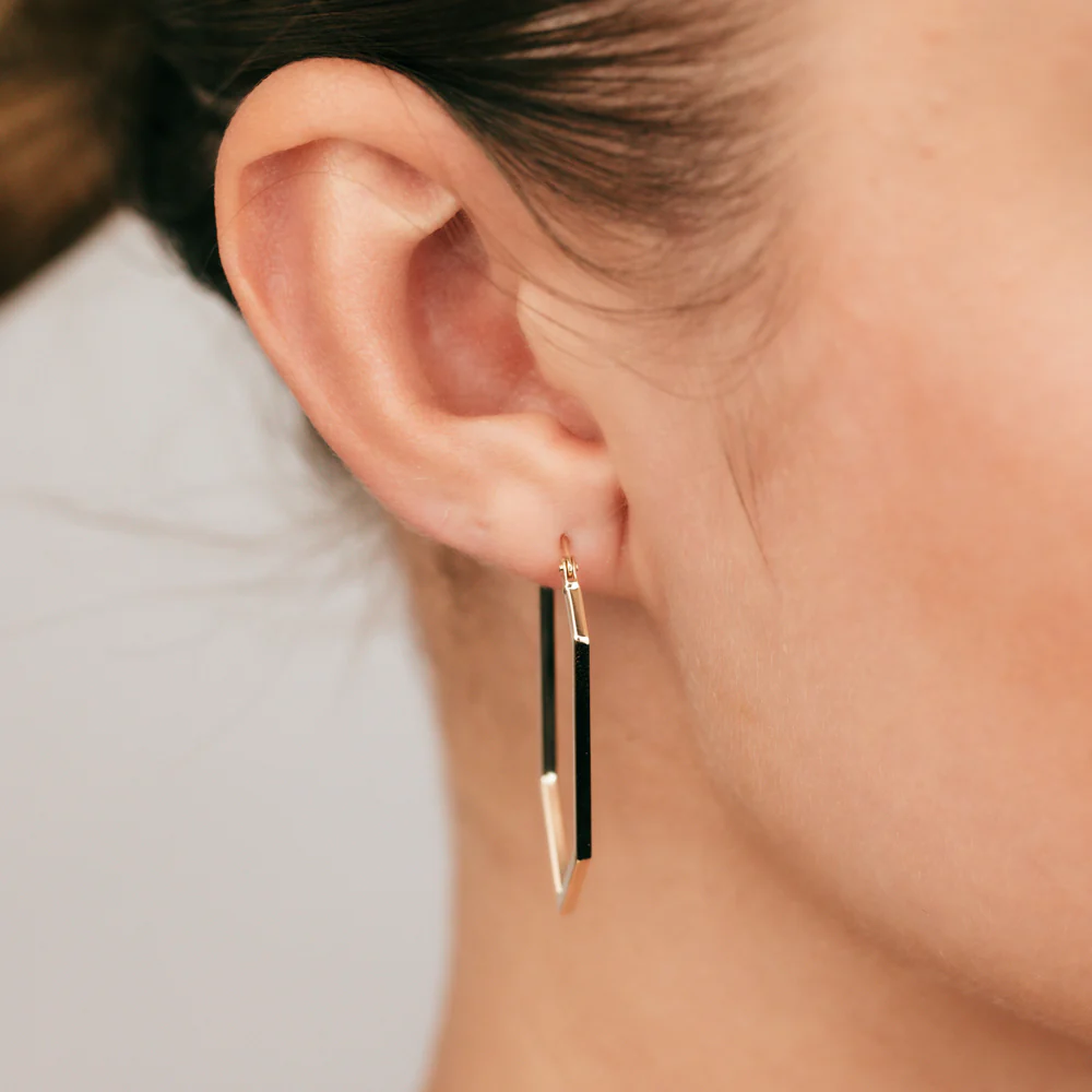 9ct Yellow Gold Hexagonal Hoop Earrings