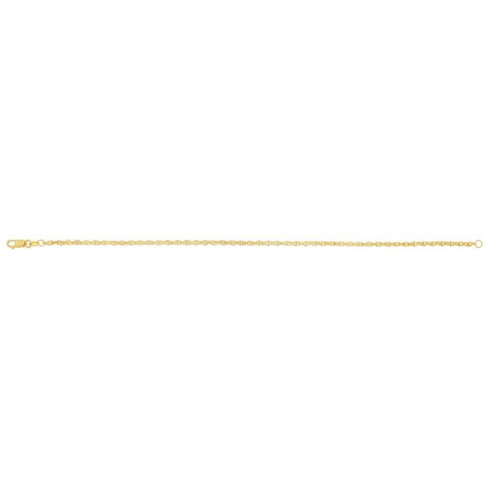 9ct Yellow Gold Hollow 42 Gauge Double Rope  19cm Bracelet - Image 2