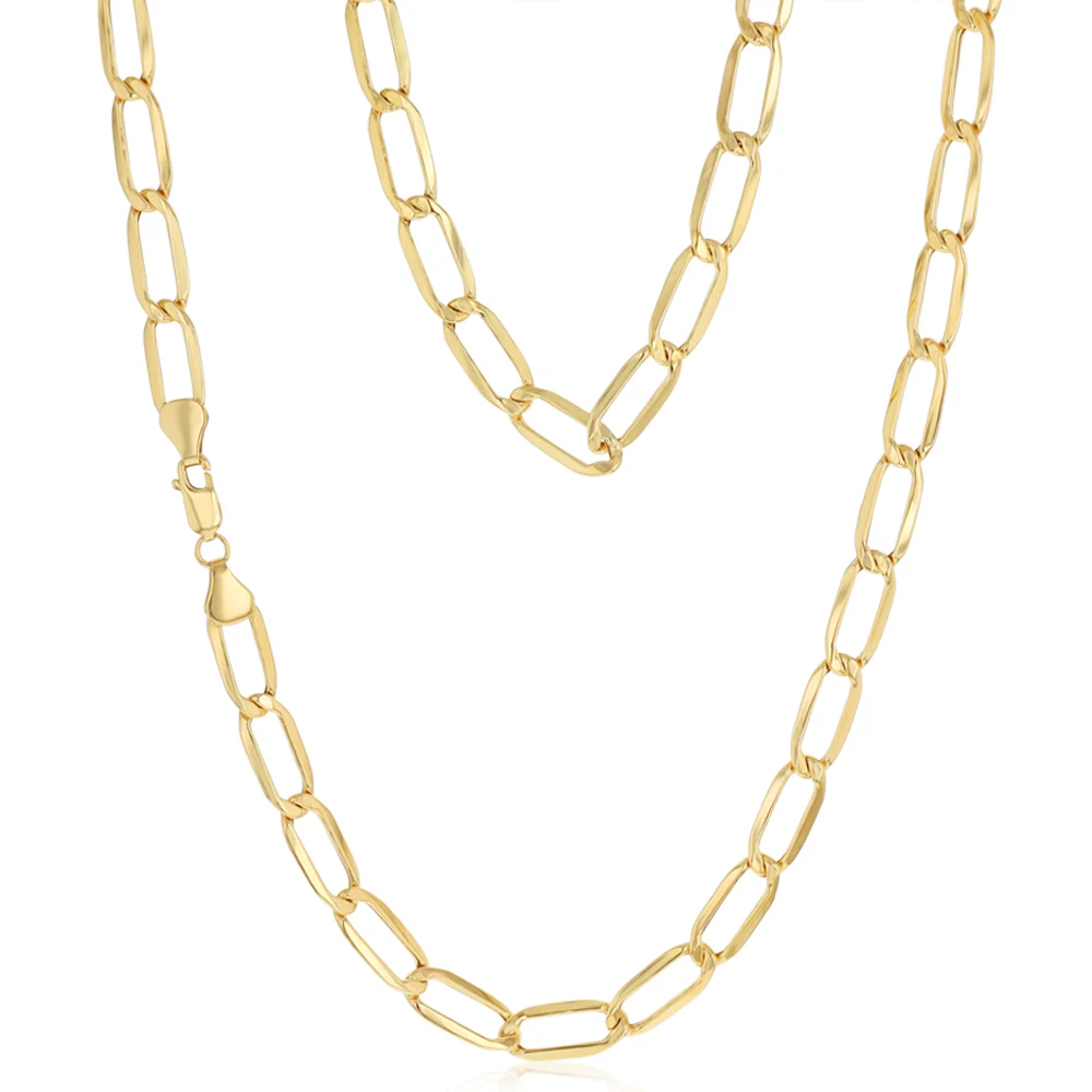 9ct Yellow Gold Hollow 60cm Figaro Chain