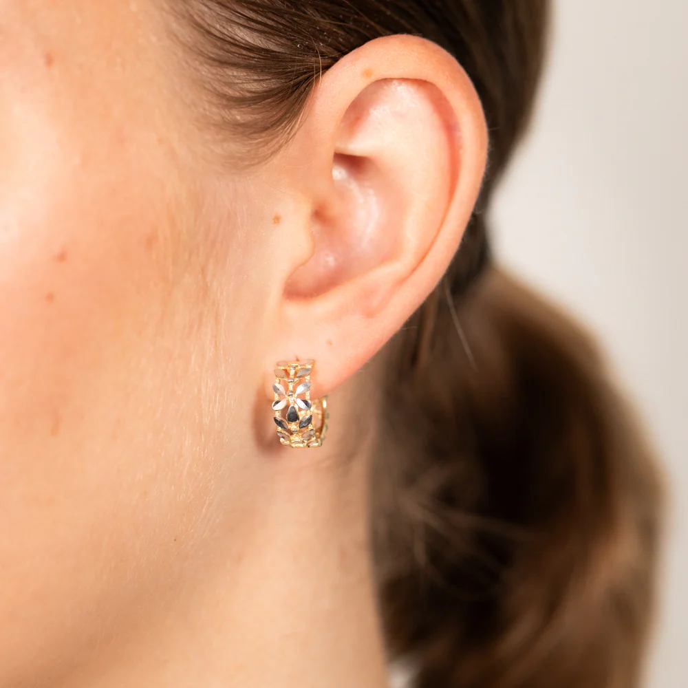 9ct Yellow Gold Hoop Filigree Earrings - Image 2
