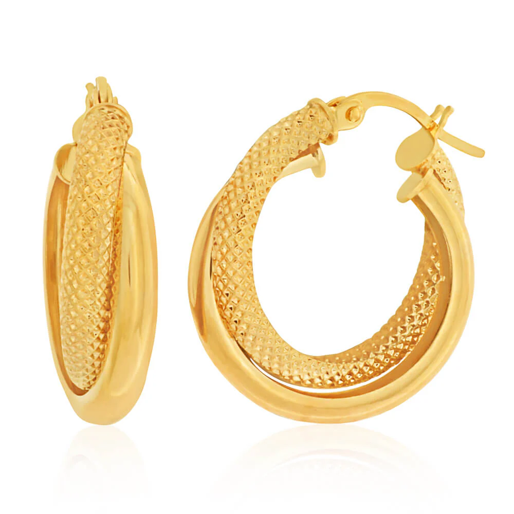 9ct Yellow Gold Hoop "Rianna" Earrings