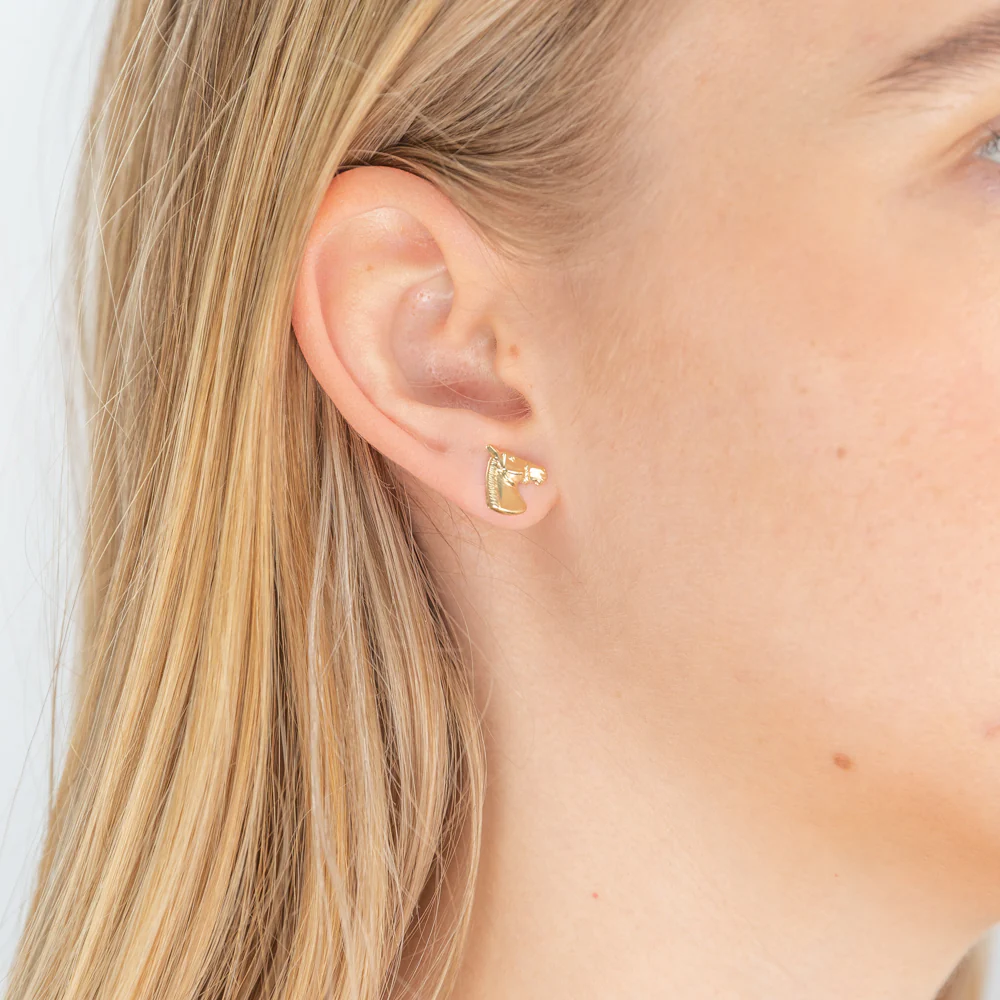 9ct Yellow Gold Horse Stud Earrings - Image 2