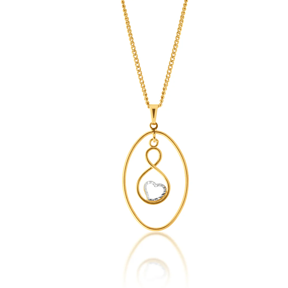 9ct Yellow Gold Infinity Heart Pendant