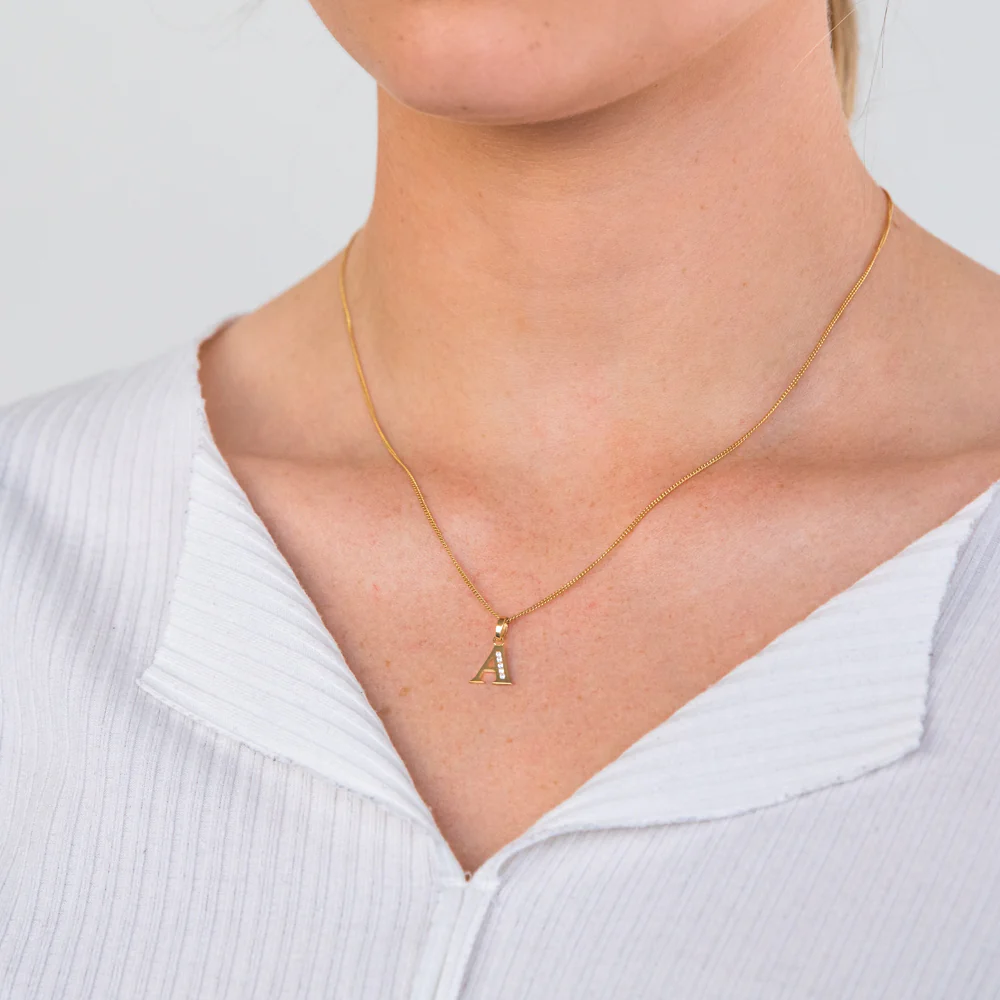9ct Yellow Gold Initial A Zirconia Pendant - Image 2