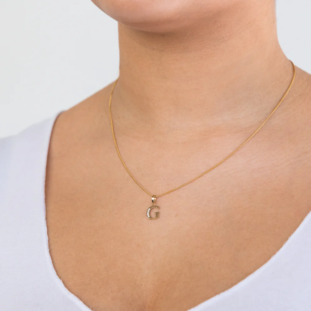 9ct Yellow Gold Initial G Zirconia Pendant - Image 2