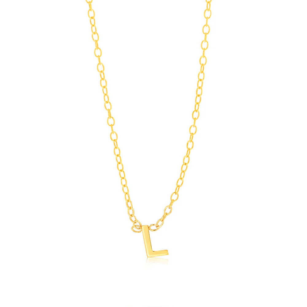 9ct Yellow Gold Initial "L" Pendant On Chain