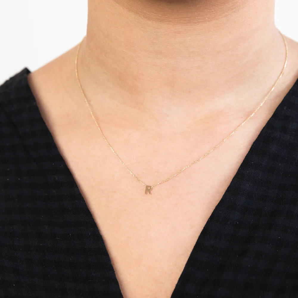9ct Yellow Gold Initial "R" Pendant On 43cm Chain - Image 2