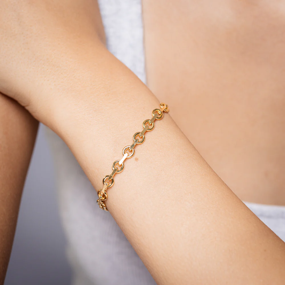 9ct Yellow Gold Link Chain Hollow 19cm Bracelet - Image 4