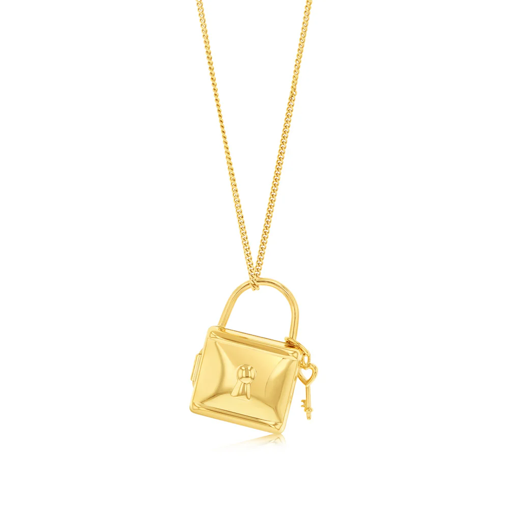 9ct Yellow Gold Lock And Key Locket Pendant