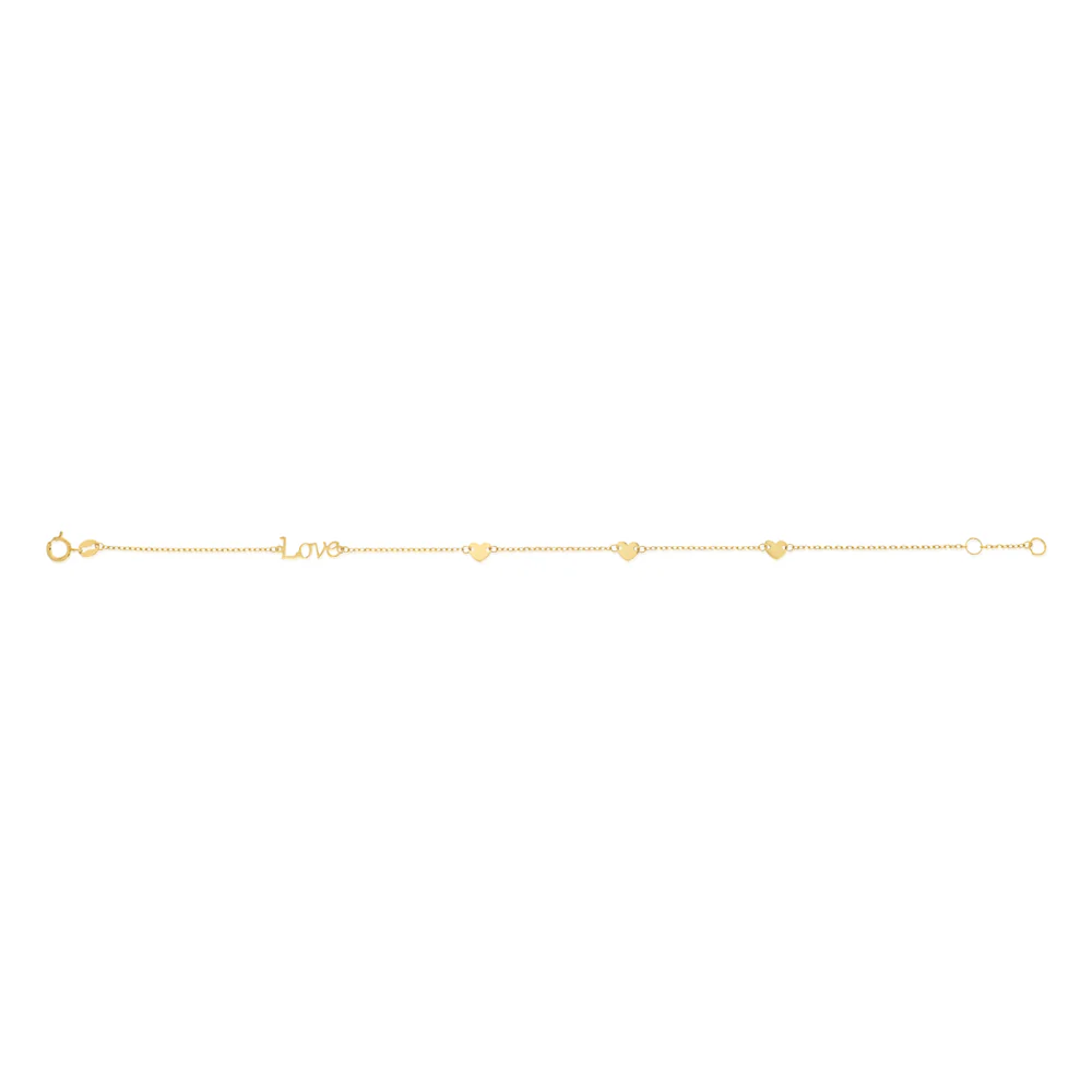 9ct Yellow Gold Love Heart 19cm Bracelet - Image 2