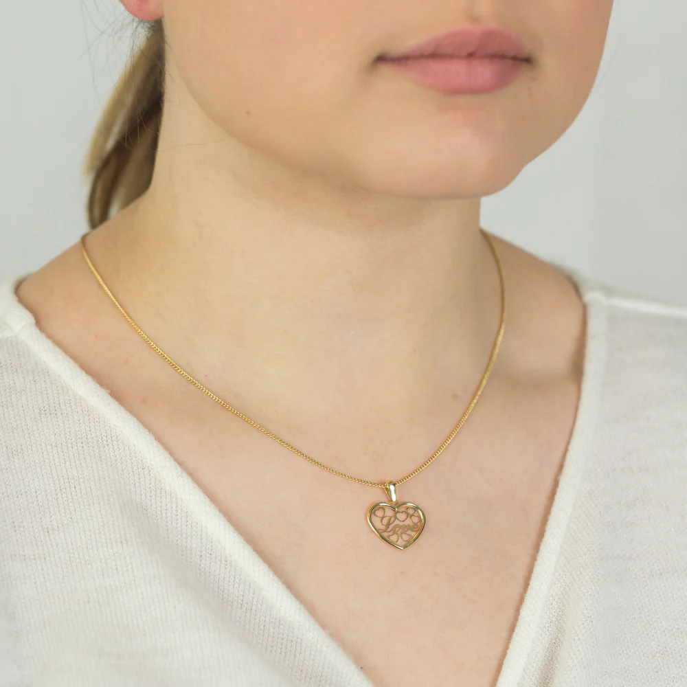 9ct Yellow Gold Love Hearts Pendant - Image 2