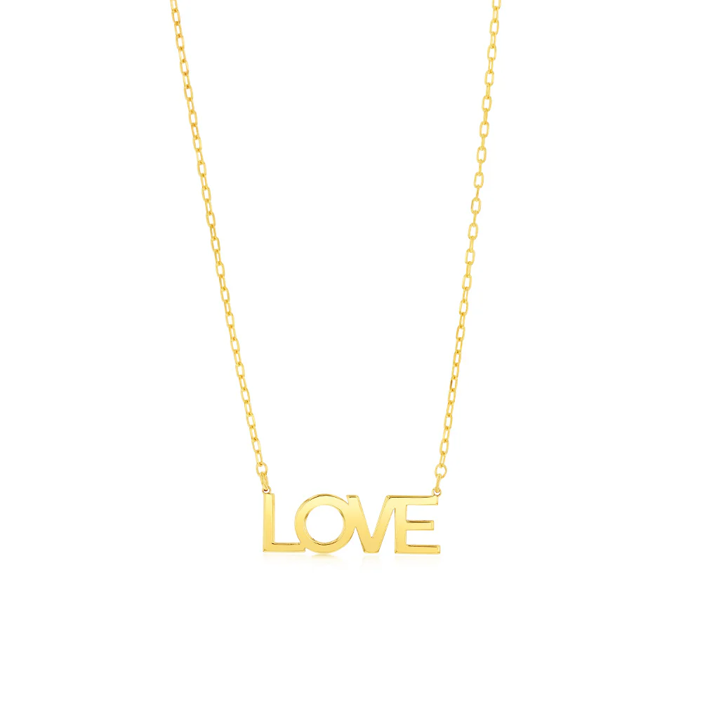9ct Yellow Gold Love Pendant On Chain