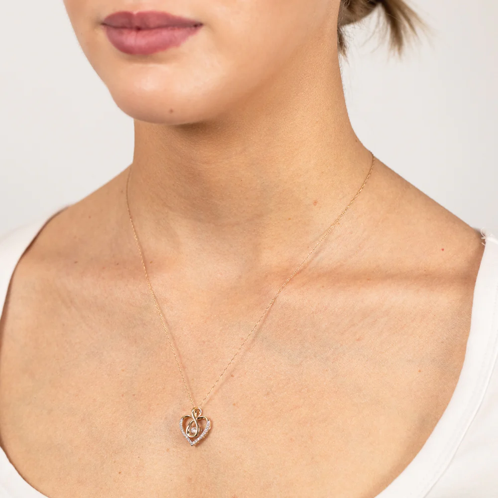 9ct Yellow Gold Luminesce Lab Grown Infinity In Heart Diamond Pendant - Image 2