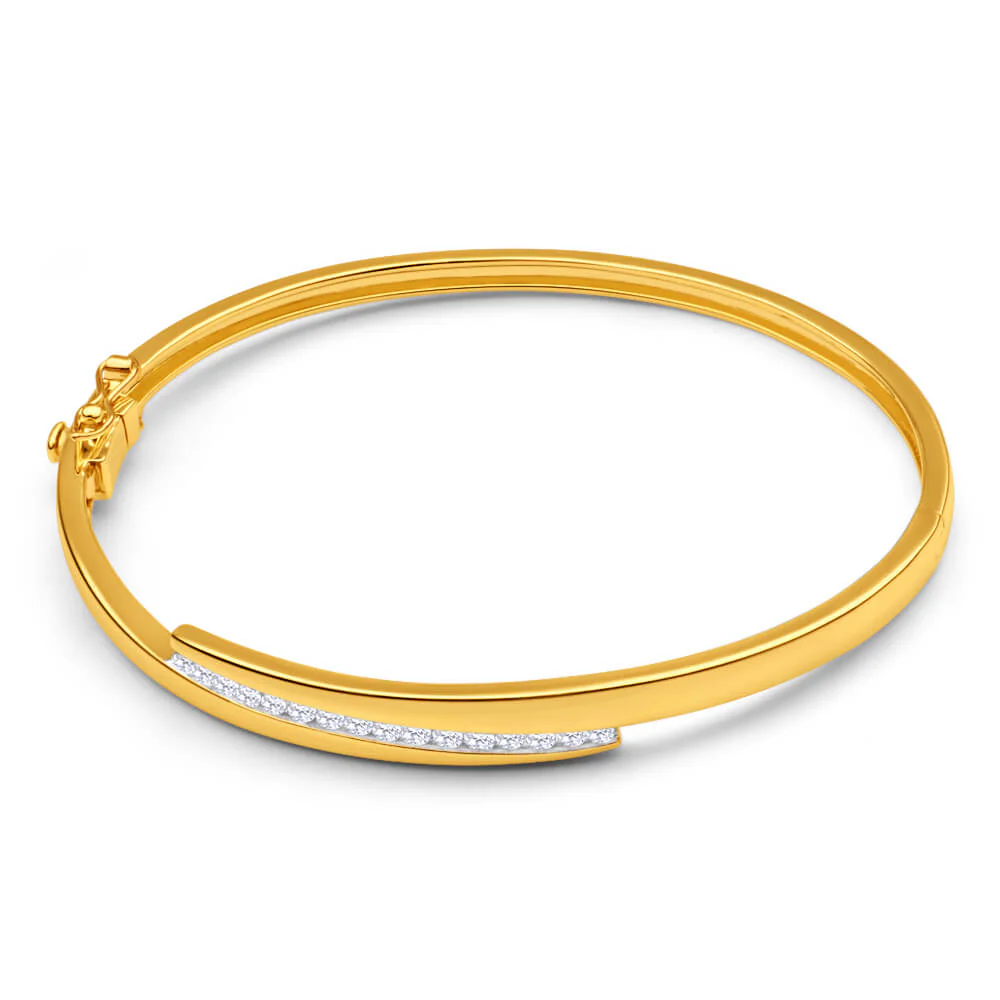 9ct Yellow Gold Magnificent 1/2 Carat Diamond Bangle - Image 2