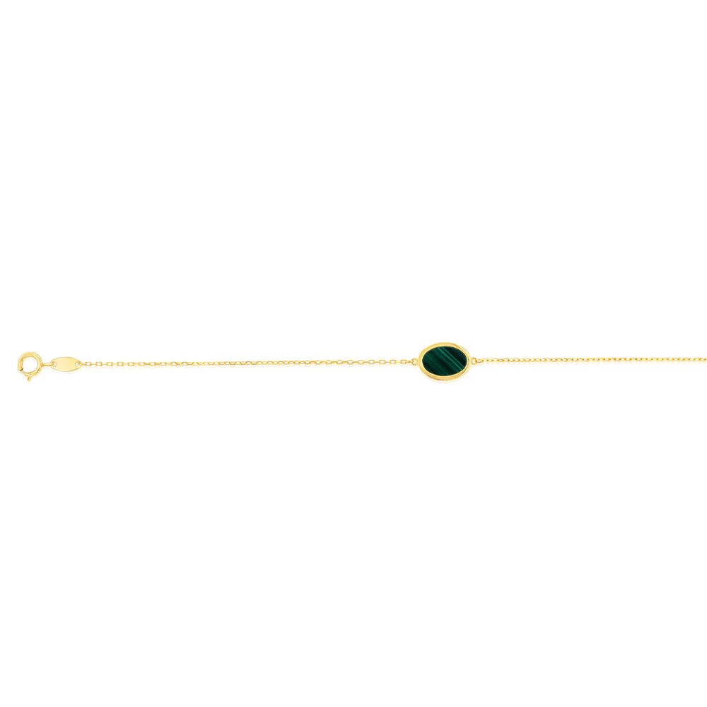 9ct Yellow Gold Malachite 19cm Bracelet - Image 2