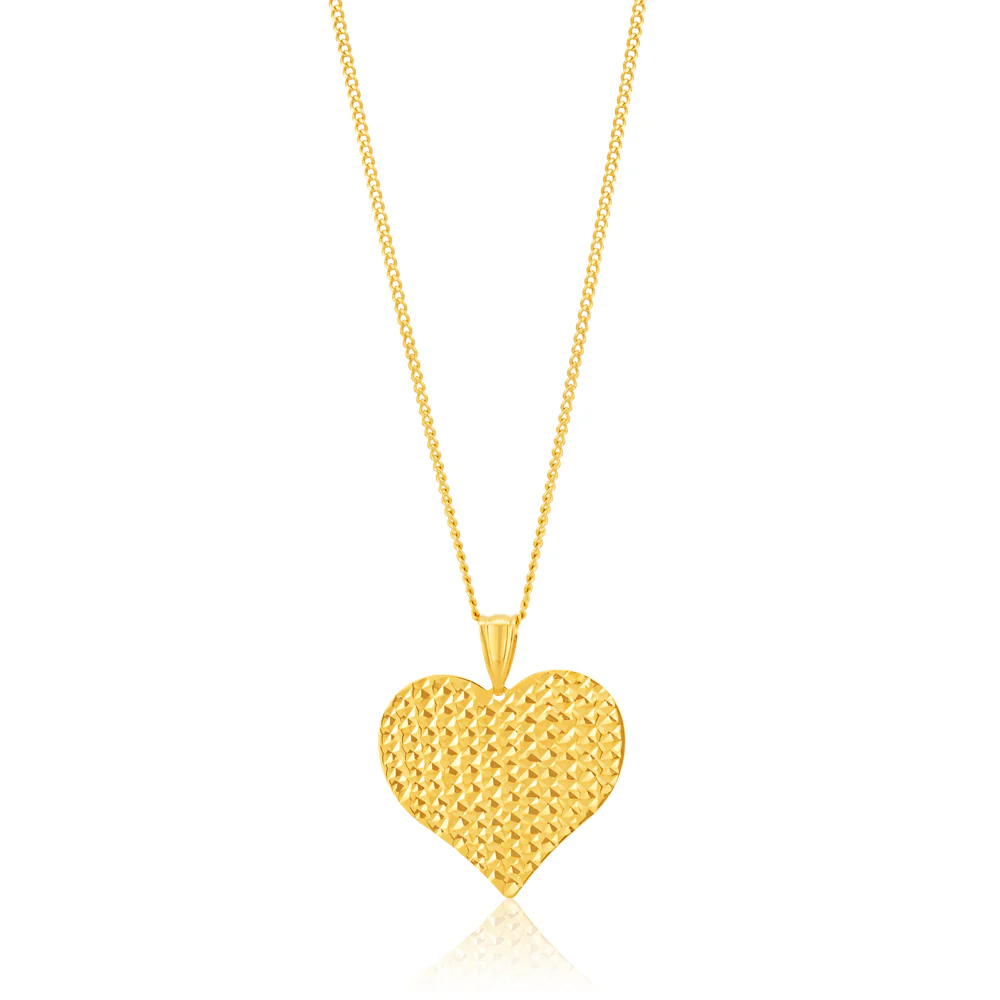 9ct Yellow Gold Mesh Heart Pendant