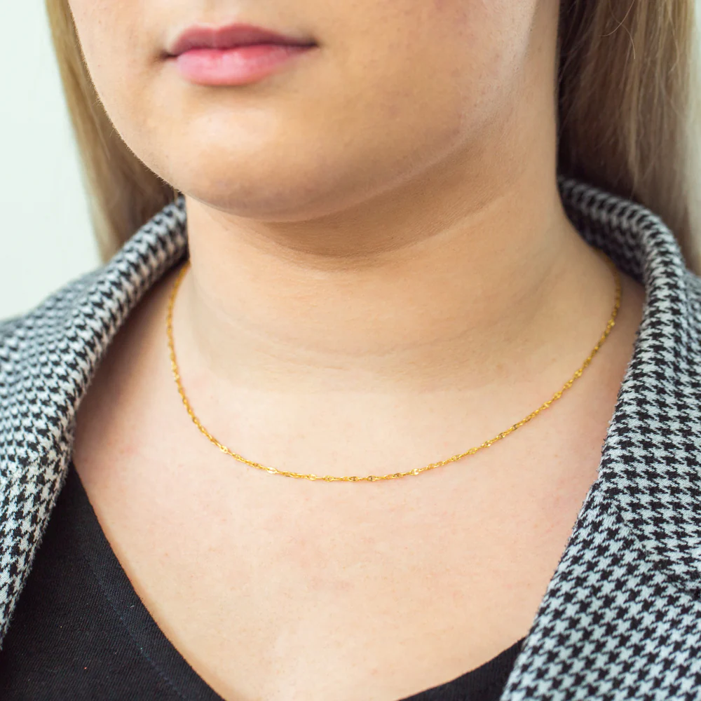 9CT Yellow Gold Mini Flat Rambo 45cm Chain - Image 3