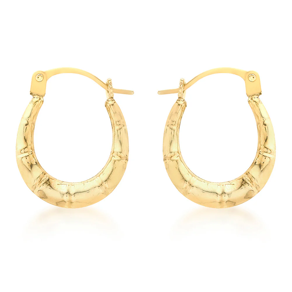 9ct Yellow Gold Mini Groove Creole Earring