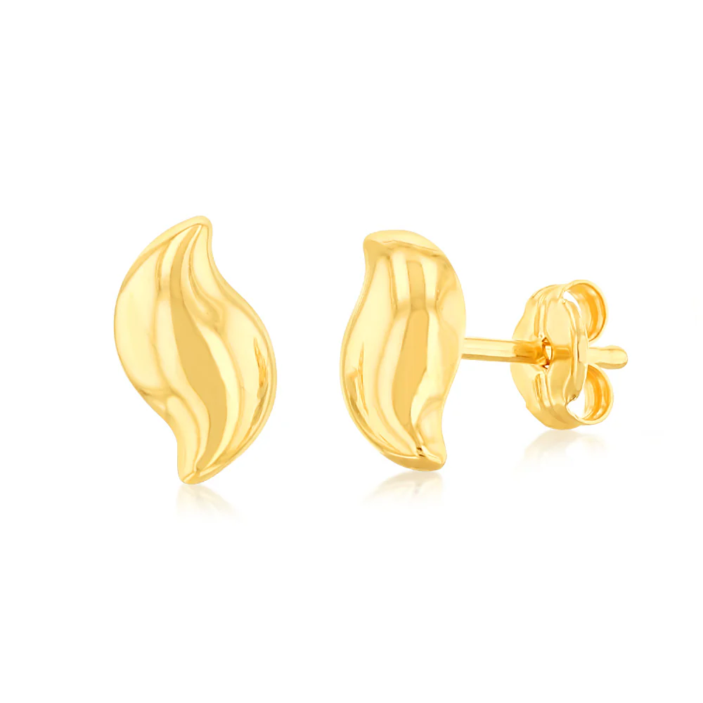 9ct Yellow Gold Mini Wave Stud Earrings