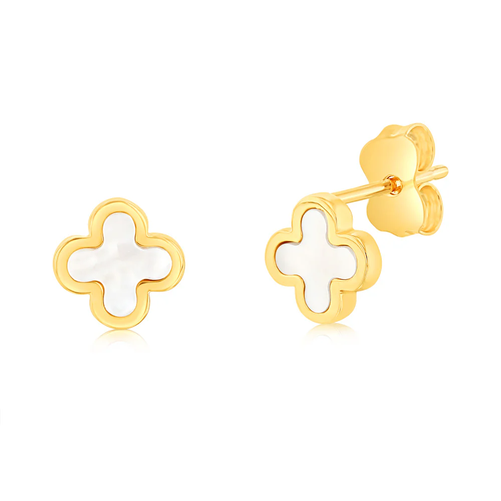 9ct Yellow Gold Mother of Pearl Studs Earrings
