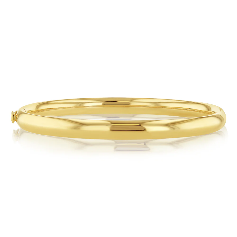 9ct Yellow Gold One Line Round Bangle