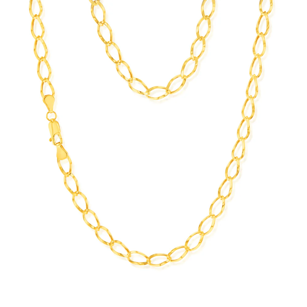 9ct Yellow Gold Open Curb 45cm Chain