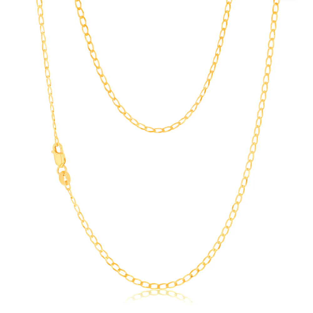9ct Yellow Gold Open Curb 45cm Chain