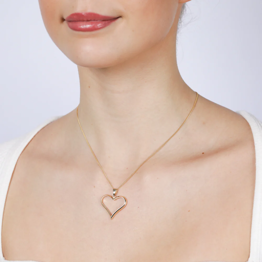 9ct Yellow Gold Open Heart Pendant - Image 2