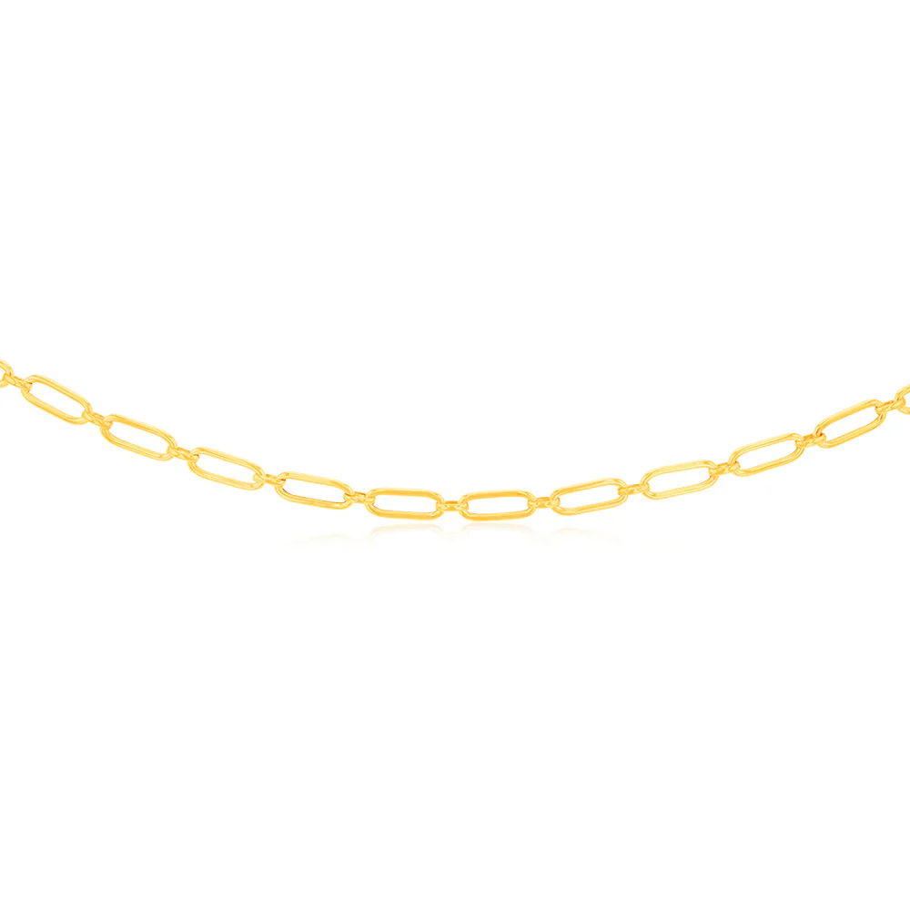 9ct Yellow Gold Paperclip 45cm Chain - Image 2