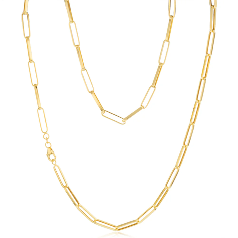 9ct Yellow Gold Paperclip 60cm Chain