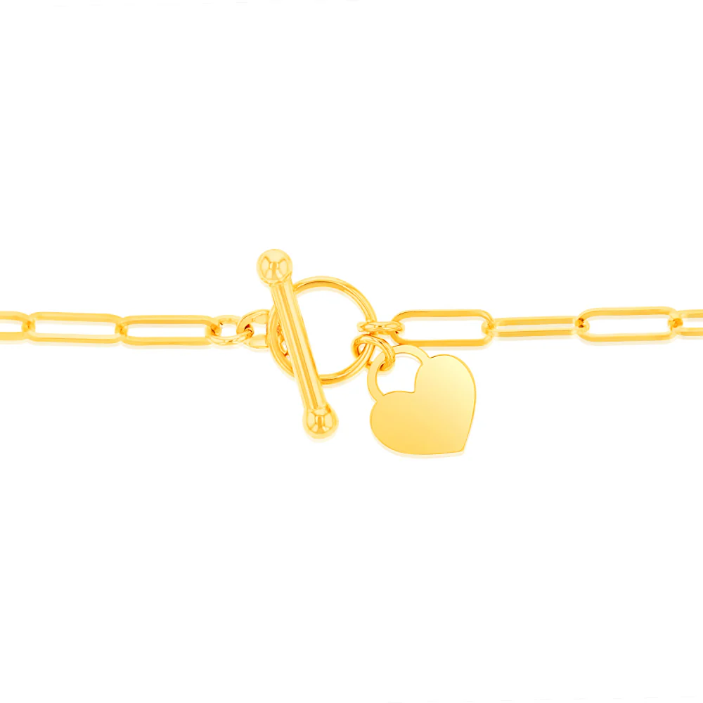 9ct Yellow Gold Paperclip Toggle Bar 19cm Bracelet - Image 3